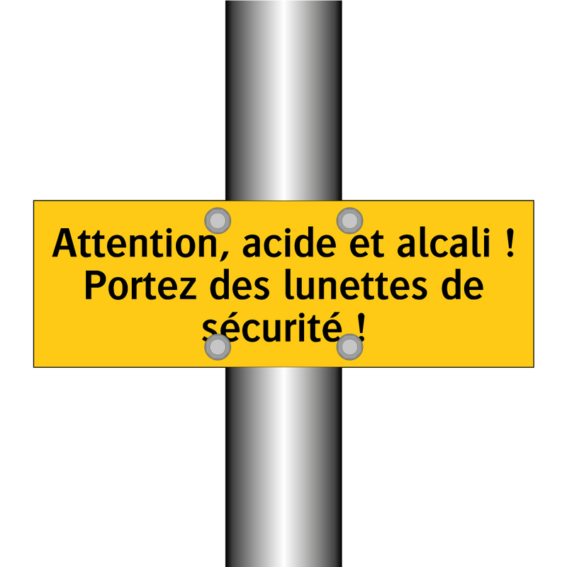 Attention, acide et alcali ! Portez des lunettes de sécurité !
