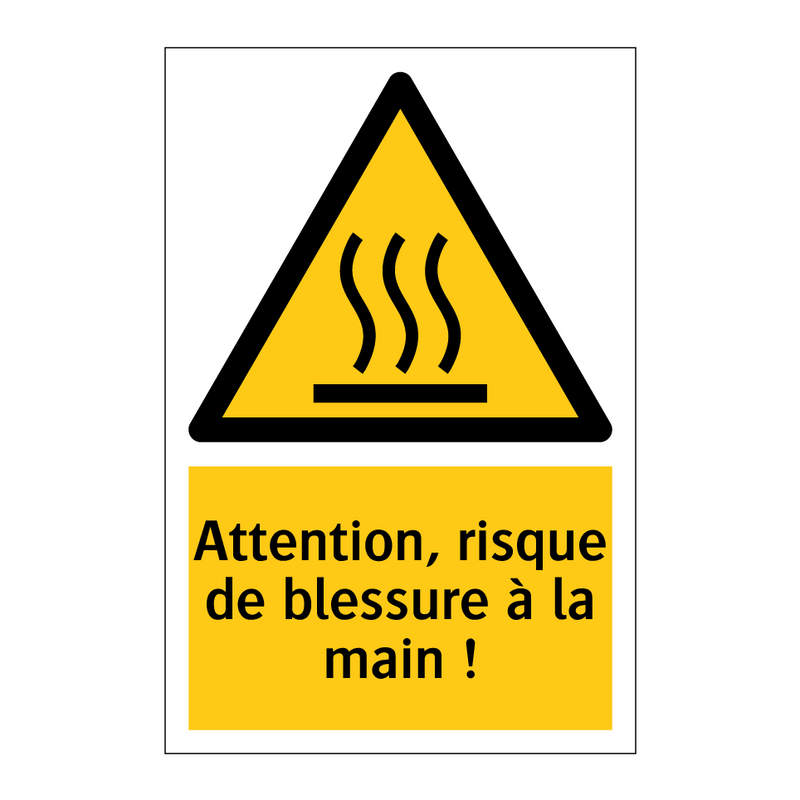 Attention, risque de blessure à la main !