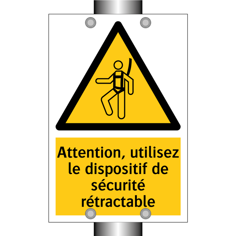 Attention, utilisez le dispositif de sécurité rétractable