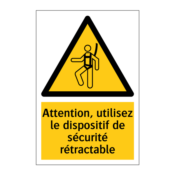 Attention, utilisez le dispositif de sécurité rétractable