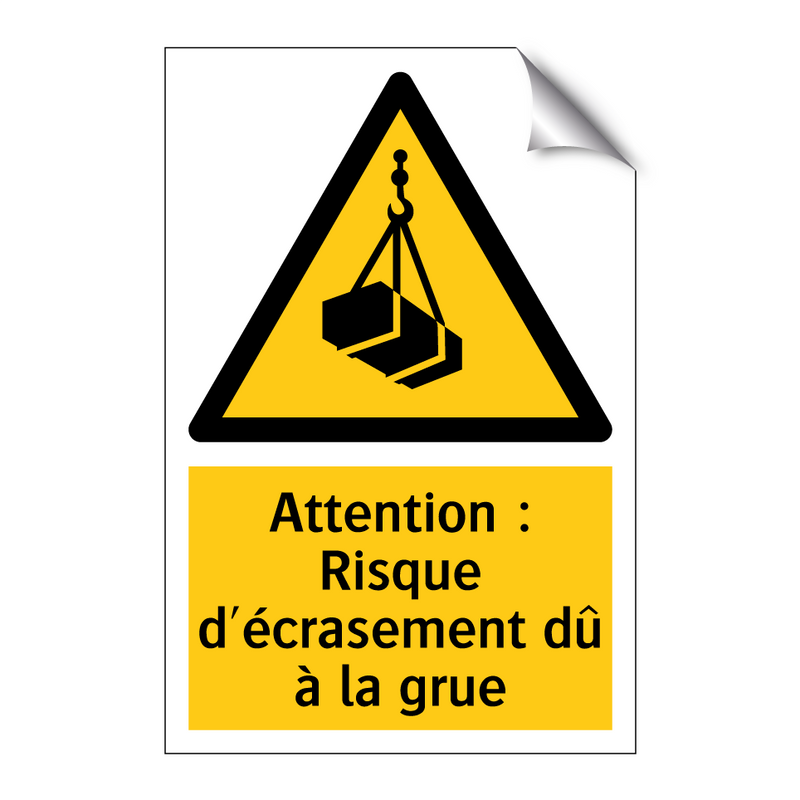 Attention : Risque d'écrasement dû à la grue