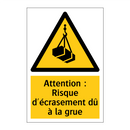 Attention : Risque d'écrasement dû à la grue