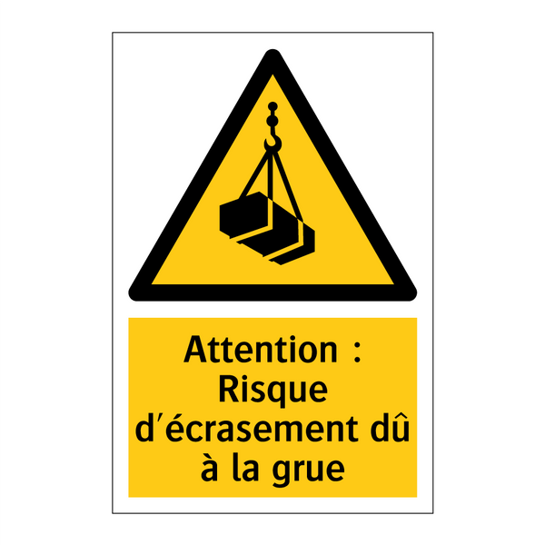 Attention : Risque d'écrasement dû à la grue