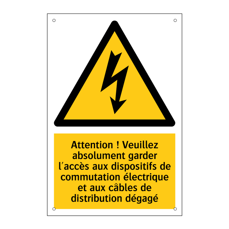 Attention ! Veuillez absolument garder l'accès aux dispositifs de commutation électrique et aux câbles de distribution dégagé