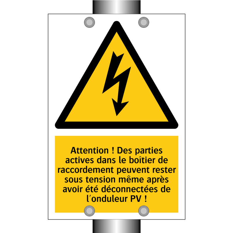 Attention ! Des parties actives dans le boîtier de raccordement peuvent rester sous tension même après avoir été déconnectées de l'onduleur PV !