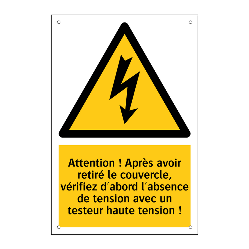 Attention ! Après avoir retiré le couvercle, vérifiez d'abord l'absence de tension avec un testeur haute tension !