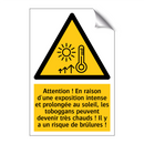 Attention ! En raison d'une exposition intense et prolongée au soleil, les toboggans peuvent devenir très chauds ! Il y a un risque de brûlures !