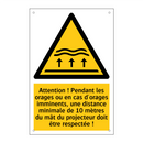Attention ! Pendant les orages ou en cas d'orages imminents, une distance minimale de 10 mètres du mât du projecteur doit être respectée !