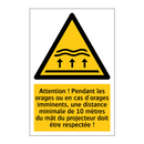 Attention ! Pendant les orages ou en cas d'orages imminents, une distance minimale de 10 mètres du mât du projecteur doit être respectée !