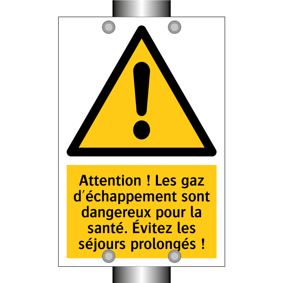 Attention ! Les gaz d'échappement sont dangereux pour la santé. Évitez les séjours prolongés !