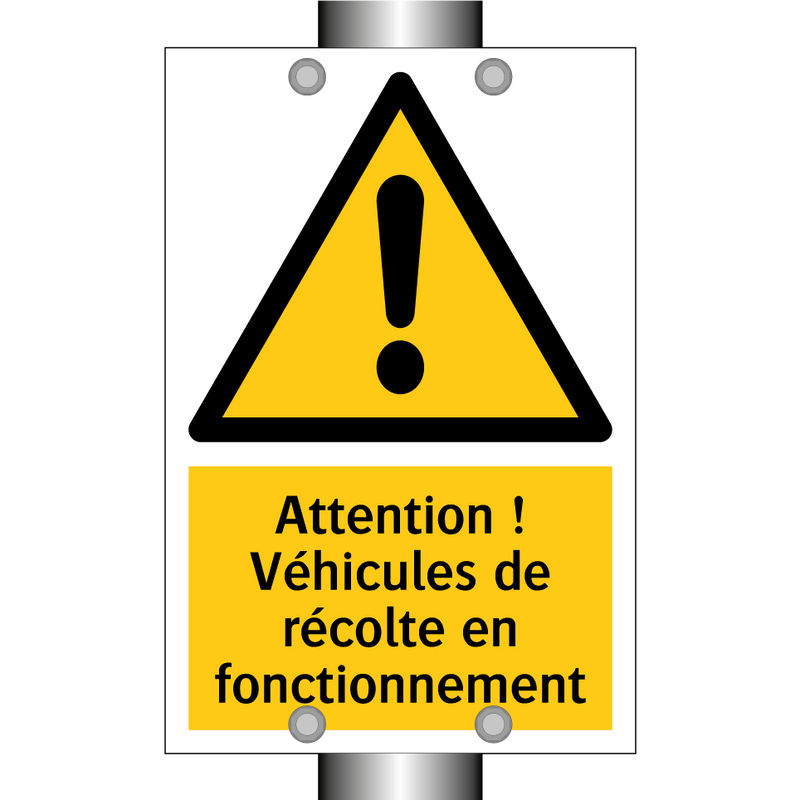 Attention ! Véhicules de récolte en fonctionnement