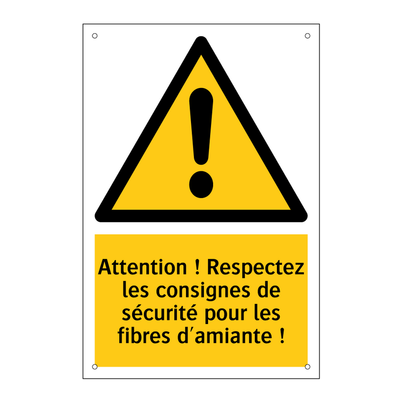 Attention ! Respectez les consignes de sécurité pour les fibres d'amiante !
