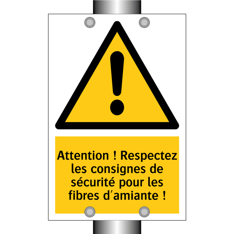 Attention ! Respectez les consignes de sécurité pour les fibres d'amiante !