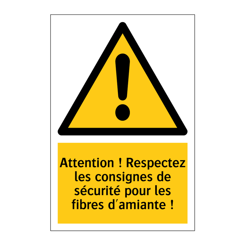 Attention ! Respectez les consignes de sécurité pour les fibres d'amiante !