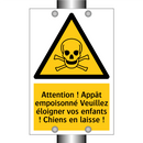 Attention ! Appât empoisonné Veuillez éloigner vos enfants ! Chiens en laisse !