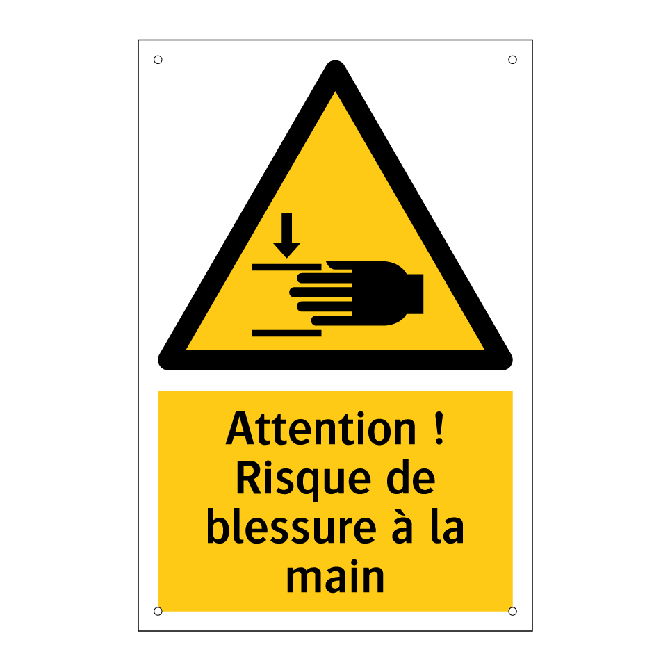 Attention ! Risque de blessure à la main