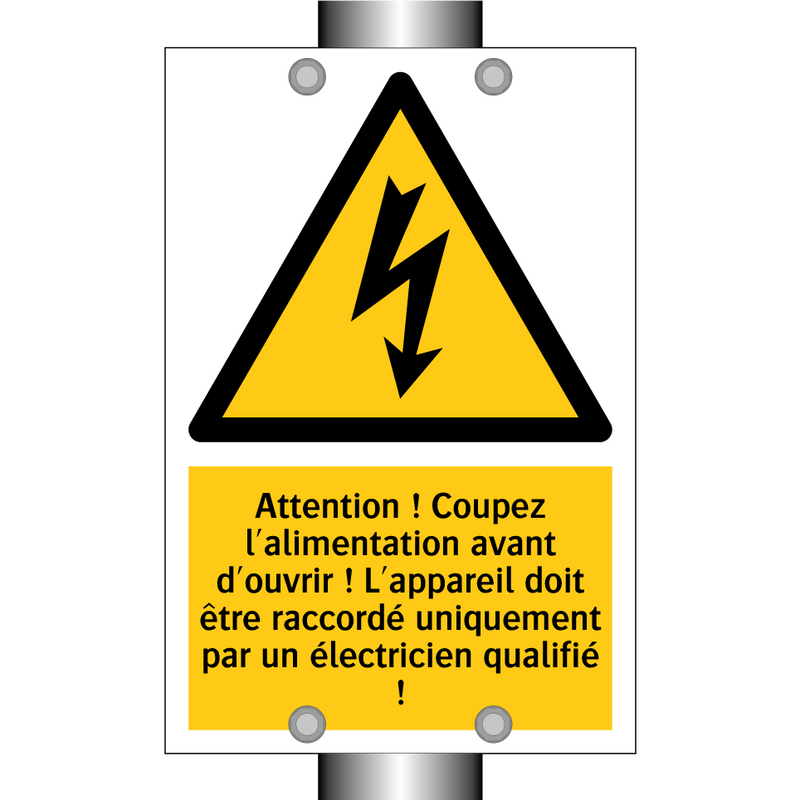 Attention ! Coupez l'alimentation avant d'ouvrir ! L'appareil doit être raccordé uniquement par un électricien qualifié !