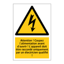 Attention ! Coupez l'alimentation avant d'ouvrir ! L'appareil doit être raccordé uniquement par un électricien qualifié !