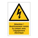 Attention ! Avertissement contre le contact avec l'équipement électrique