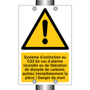 Système d'extinction au CO2 En cas d'alarme incendie ou de libération de dioxyde de carbone, quittez immédiatement la pièce ! Danger de mort
