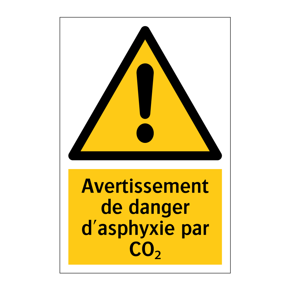 Avertissement de danger d'asphyxie par CO₂