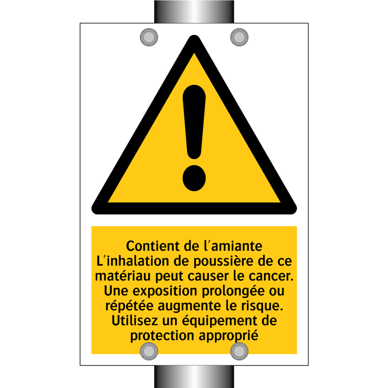 Contient de l'amiante L'inhalation de poussière de ce matériau peut causer le cancer. Une exposition prolongée ou répétée augmente le risque. Utilisez un équipement de protection approprié