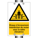 Risque d'écrasement Interdiction de rester sous la table élévatrice