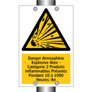 Danger Atmosphère Explosive Atex - Catégorie 2 Produits Inflammables Présents Pendant 10 à 1000 Heures/An