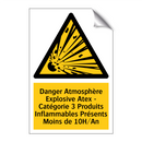 Danger Atmosphère Explosive Atex - Catégorie 3 Produits Inflammables Présents Moins de 10H/An
