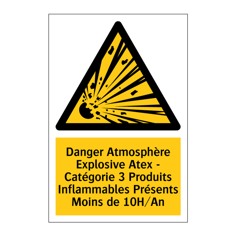 Danger Atmosphère Explosive Atex - Catégorie 3 Produits Inflammables Présents Moins de 10H/An