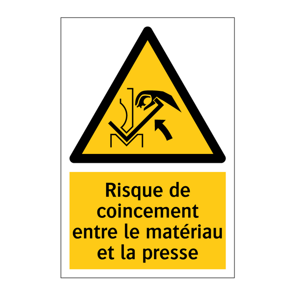Risque de coincement entre le matériau et la presse