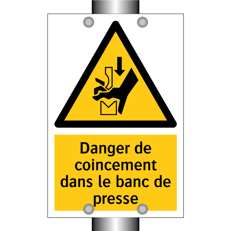 Danger de coincement dans le banc de presse