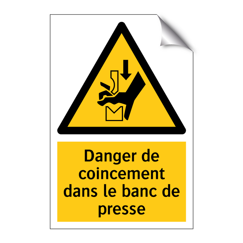 Danger de coincement dans le banc de presse