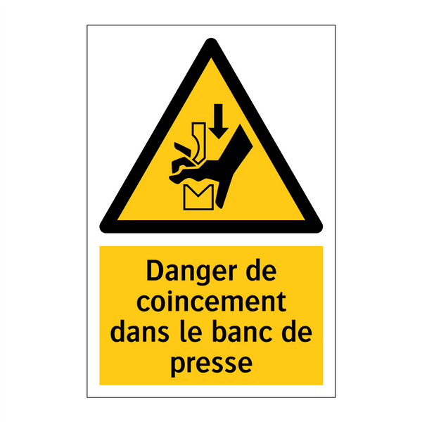 Danger de coincement dans le banc de presse