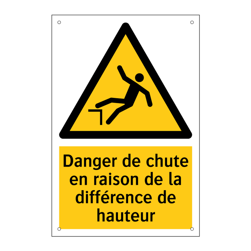 Danger de chute en raison de la différence de hauteur