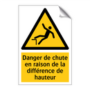 Danger de chute en raison de la différence de hauteur