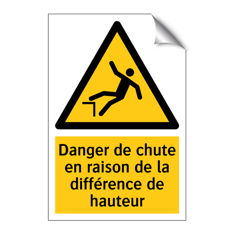 Danger de chute en raison de la différence de hauteur