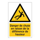 Danger de chute en raison de la différence de hauteur