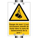 Danger de mort ! Il est strictement interdit de rester dans la zone de balancement de la grue !