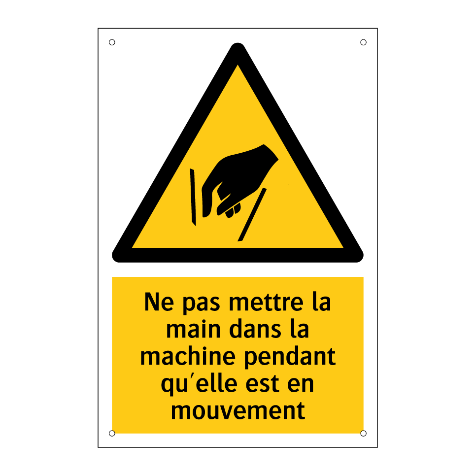 Ne pas mettre la main dans la machine pendant qu'elle est en mouvement