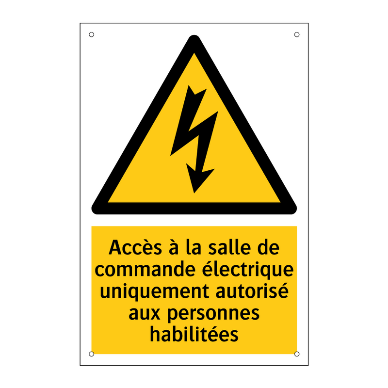 Accès à la salle de commande électrique uniquement autorisé aux personnes habilitées