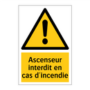Ascenseur interdit en cas d'incendie