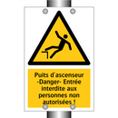 Puits d'ascenseur -Danger- Entrée interdite aux personnes non autorisées !