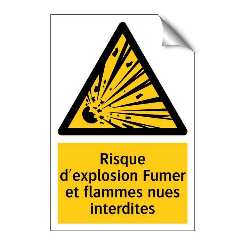 Risque d'explosion Fumer et flammes nues interdites