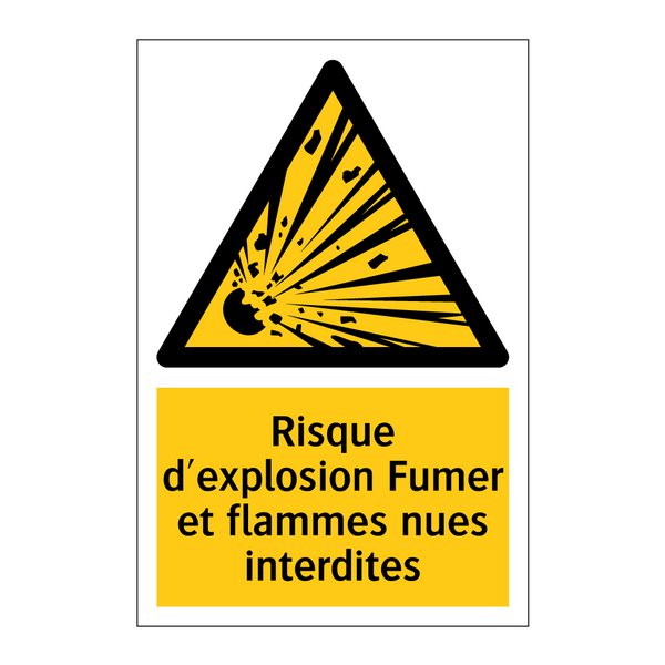 Risque d'explosion Fumer et flammes nues interdites
