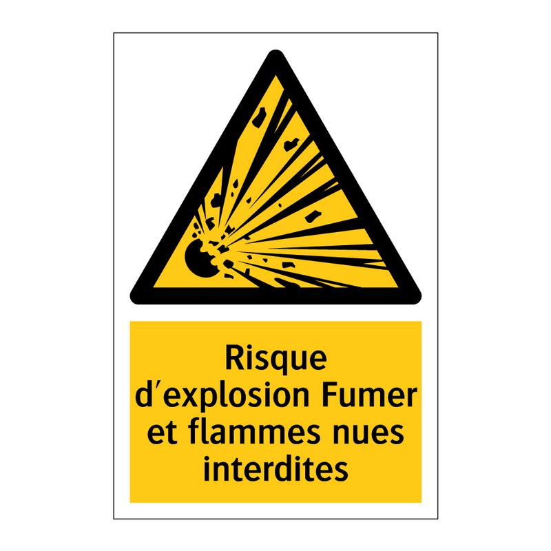 Risque d'explosion Fumer et flammes nues interdites