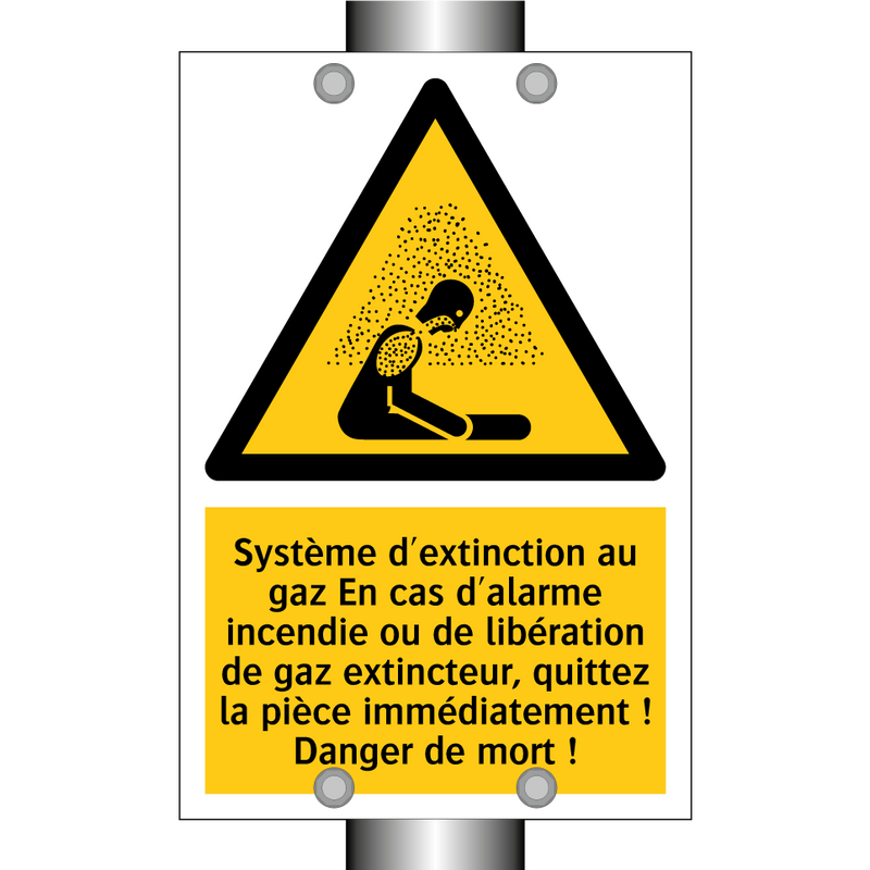 Système d'extinction au gaz En cas d'alarme incendie ou de libération de gaz extincteur, quittez la pièce immédiatement ! Danger de mort !