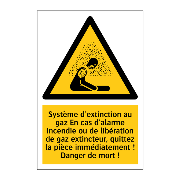 Système d'extinction au gaz En cas d'alarme incendie ou de libération de gaz extincteur, quittez la pièce immédiatement ! Danger de mort !