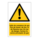 Salle de compteur de gaz Pas de fumer, de feu, ni de flamme nue. En cas de danger, fermez la vanne principale de gaz