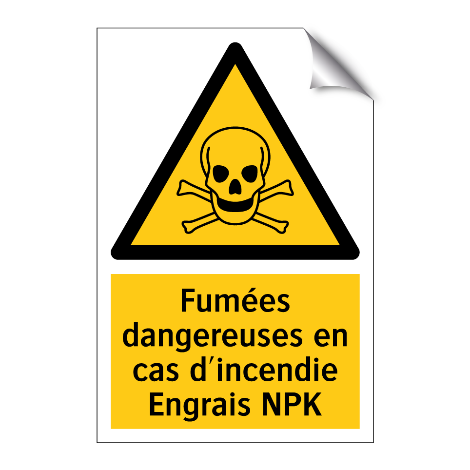 Fumées dangereuses en cas d'incendie Engrais NPK